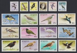 St.  Kitts Birds 18v 1st Issue Without Imprint Date Mnh Sg 53a - 70a Sc 49 - 66