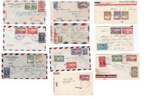 Venezuala To Usa Airmail Cover Examined By Lot X 10 Ww2 Era Post War Registered