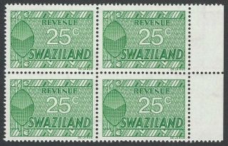 Swaziland 1984 Dlr Perf 14 25c Mnh Block Barefoot 138