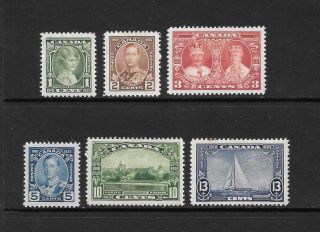 1935 King George V Sg335 To Sg340 Silver Jubilee Set 6 Stamps Hinged Canada