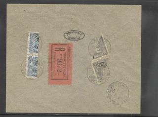 Macao Macao China 1910 Very Unusual Bisect On Registered Cover To Hong Kong