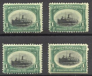 U.  S.  294 Nh (x4) - 1901 1c Pan American ($160)