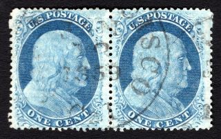Usa 1855 Pair Stamps Scott 20 Cv=625$ R