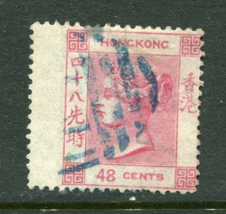 1863/71 China Hong Kong Qv 48c Stamp With Wing Margin S1?? Killer Chop