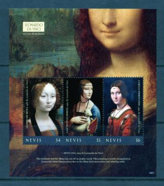 Nevis 2019 500th Memorial Of Leonardo Da Vinci Paintings Sheet Nh