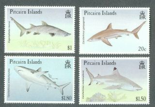 Pitcairn Island Sharks 1992 Mnh Set