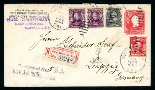 Scott 302 Pair & 306,  On 1905 Registered Cover To Leipzig,  Germany,  Very Fine
