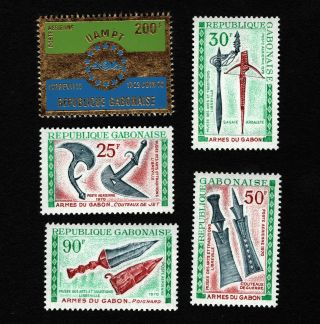 Opc 1970 Gabon Air Mail Set Sc C95 C96 - 9 Mnh 34489