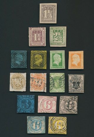 Prussia,  Saschen,  Hamburg Stamps 1850 - 1866 German States Accumulation Inc Gems