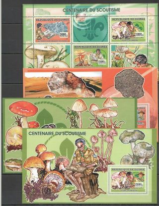 T476 2006 Guinea Mushrooms Scouting Baden - Powell Minerals 3bl,  Kb Mnh Stamps
