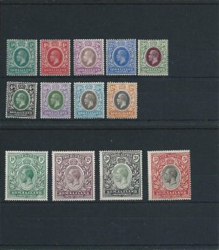 Somaliland 1921 Set Of Thirteen Fine Mm Sg 73/85 Cat £180