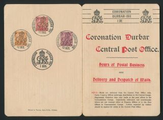 India Stamps 1911 Kgv Coronation Durbar Official Booklet 3 Adhesives,  Dec 12,  Vf