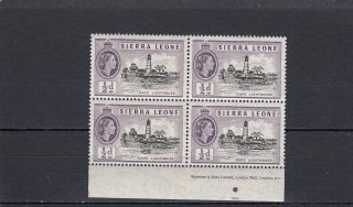 Sierra Leone - Sg210 Mnh 1956 1/2d - Block Of 4 W/imprint
