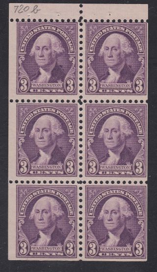 Tdstamps: Us Stamps Scott 720b 3c Washington Lh Og Pane Of 6