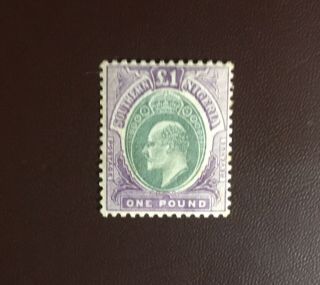 Southern Nigeria 1903 - 04 £1 Green & Violet Odd Toned Perf But Fine Mh £475