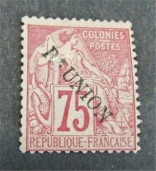 Nystamps French Reunion Stamp 27 Og H $600 Small Fault Signed