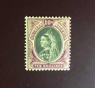 Southern Nigeria 1901 - 02 10s Black & Purple/yellow Mh £150