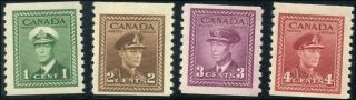 Canada 278 - 281 F - Vf/vf Og Nh 1948 King George Vi War Issue Coil Set