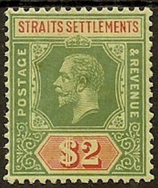 Malaya Straits Settlements 1912 - 23 Kgv $2 Pale Yellow Back Sg211c