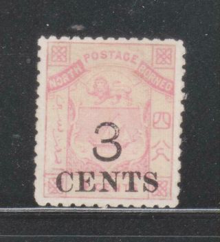 North Borneo 1886 3c On 4c Pink Sg16 Stamp.
