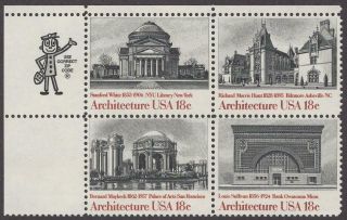 Scott 1925 - 1931 - Us Zip Block Of 4 - Architecture - Mnh - 1981