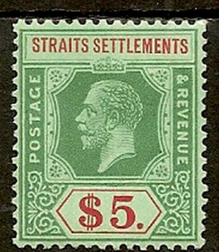 Malaya Straits Settlements 1921 - 33 Kgv $5 Wmk Script Die 2 Sg240a