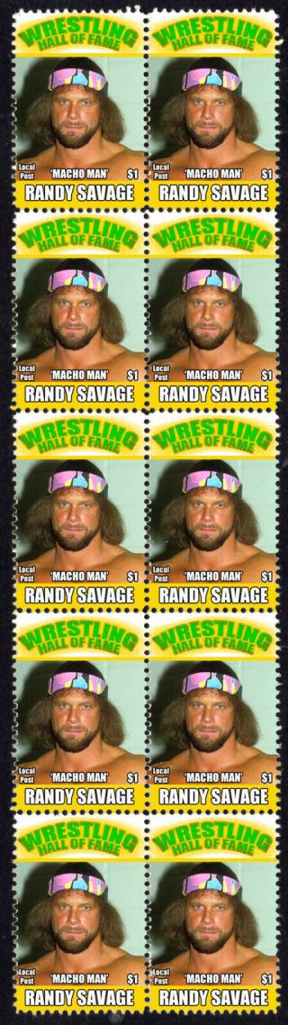Randy Savage Wrestling Hall Of Fame Inductee Strip Of 10 Stamps