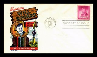 Dr Jim Stamps Us Cherokee Kid Will Rogers Fdc Cover Scott 975 Pencil Addressed