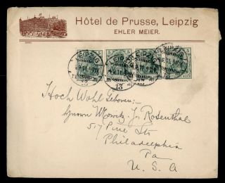 Dr Who 1911 Germany Leipzig Hotel Advertising To Usa Strip E53423