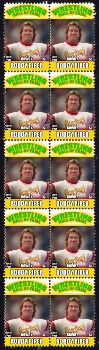 Roddy Piper Wrestling Hall Of Fame Inductee Strip Of 10 Stamps