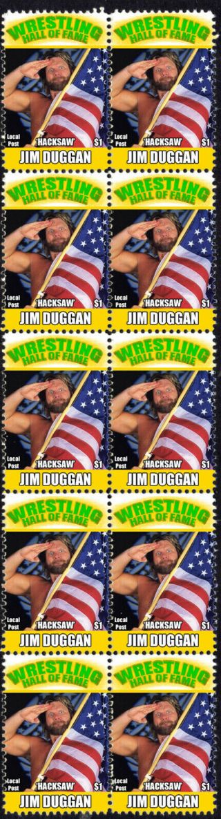 Jim Duggan Wrestling Hall Of Fame Inductee Strip Of 10 Stamps