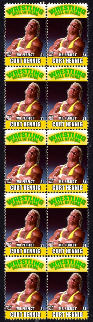 Curt Hennig Wrestling Hall Of Fame Inductee Strip Of 10 Stamps