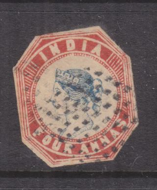 India,  1854 4a.  Blue & Red,  Cut To Shape, .
