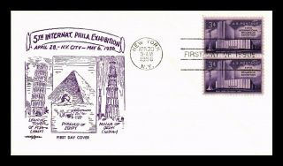 Dr Jim Stamps Us Fipex York Coliseum Fdc Pent Arts Cover Pair