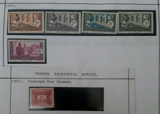 French Colonies: Equatorial Africa Hinged Selection,  15 Stamps 1937 - 1947