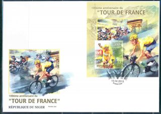 Niger 2013 100th Anniversary Of The Tour De France Cycling Race Souvenir S/s Fdc
