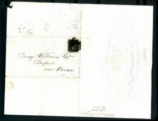 1841 Penny Black On Cover Bristol To Penport Advertising Printed.  (jy669)