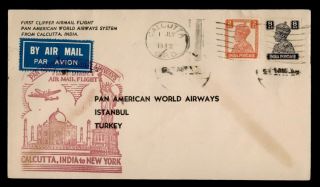 Dr Who 1947 India Calcutta To Ny First Flight Air Mail C127973