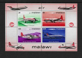 1972 Malawi: Air - Malawi Aircraft Minisheet Sg Ms412 Unmounted