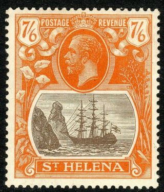 St Helena 1922 Grey - Brown/orange 7/6d Multi - Script Sg111