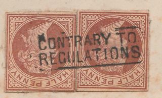 GB EDINBURGH QV Half d Postcard Cutouts CONTRARY TO REGULATIONS Postage Due 1892 2