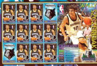 Wally Szczerbiak Minnesota Timberwolves Nba Basketball Player Stamp Sheet (2005)