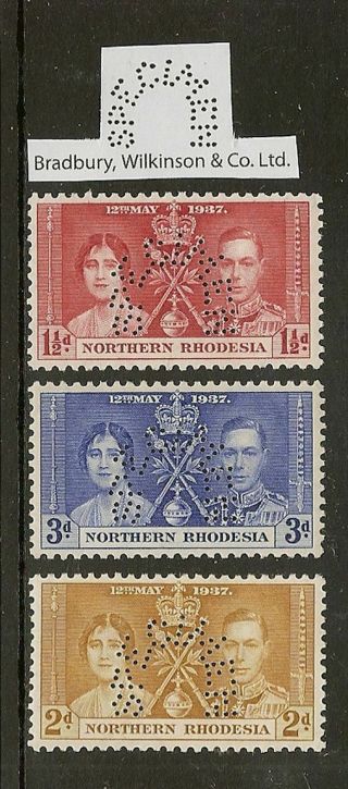 Northern Rhodesia 1937 Coronation Bw Horseshoe Specimen Sg22s/24s