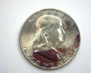 1960 - D Franklin Silver 50 Cents Gem,  Uncirculated Fbl Toning