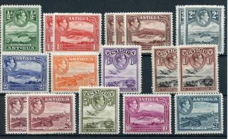 Antigua 1938 - 51 Set Plus All Listed Shades Sg98/109,  Mm Cat £267 - See Desc