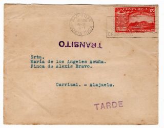 Costa Rica Cover To Carrizal University Stamp Tarde Cancel 1942 Epm