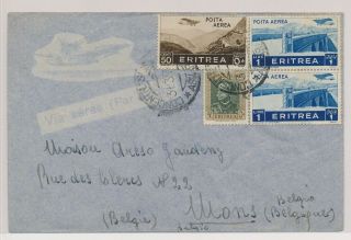 Lk52964 Eritrea Censored To Mons Air Mail Cover