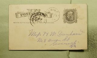 Dr Who 1885 Fleming Ga Fancy Cancel Postal Card To Savannah Ga E53733