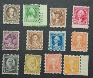 Us Postage Stamps Og Nh Scott 704 - 715 Washington Bicentennial Set