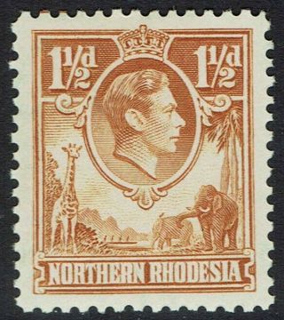 Northern Rhodesia 1938 Kgvi Giraffe & Elephants 11/2d Tick Bird Flaw